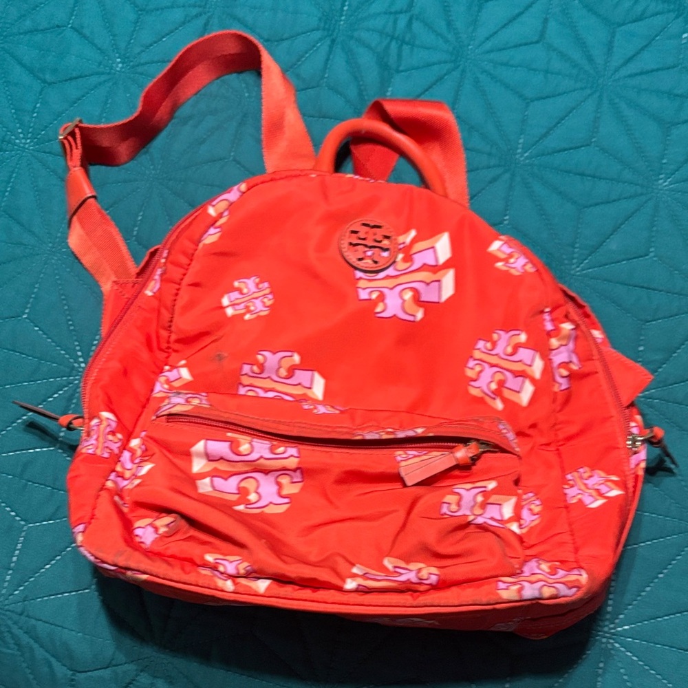 Tory Burch Red and Pink Backpack